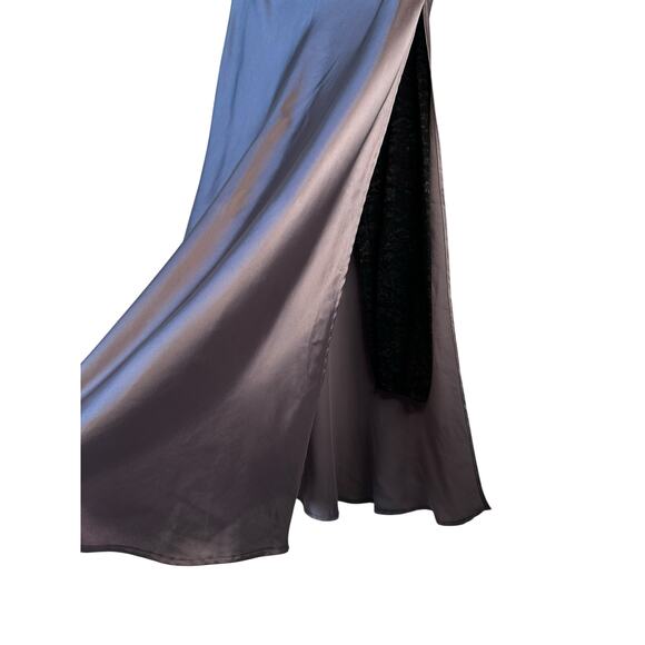 Zara Satin Effect Midi Skirt Slit with Lace Leggings Lining Gray S Whimsigoth - Picture 7 of 16